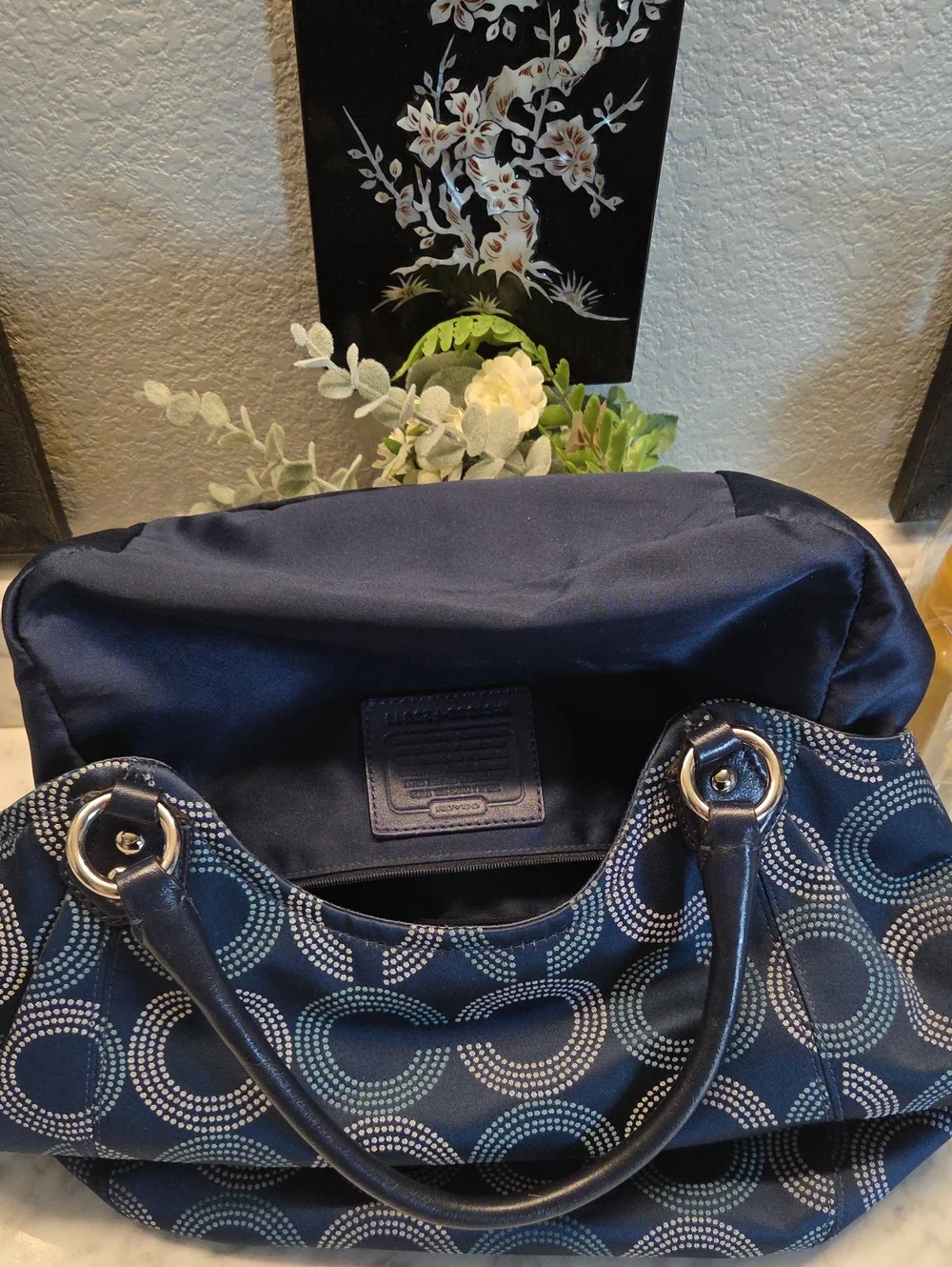 EUC 2013 Coach Op Art Dot Signature C's Tote with Matching Wallet